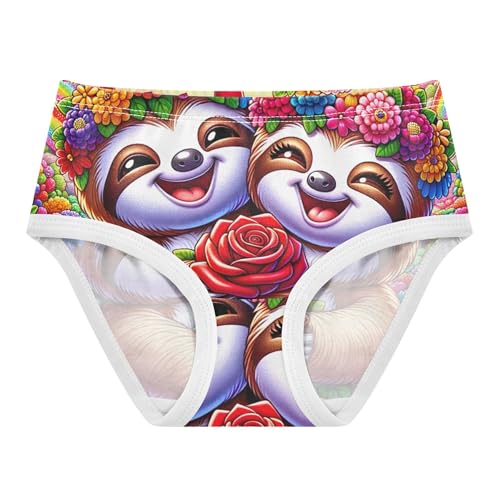 Cotton Toddler Underwear Floral Cute Cartoon Sloths Flowers Cute Panties Girl Fun Print Kids Briefs Undies 2t