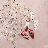 JMEOWIO 3D Nagelsticker Weihnachten Gold Nail Art Sticker Selbstklebend Nagelaufkleber 5D...