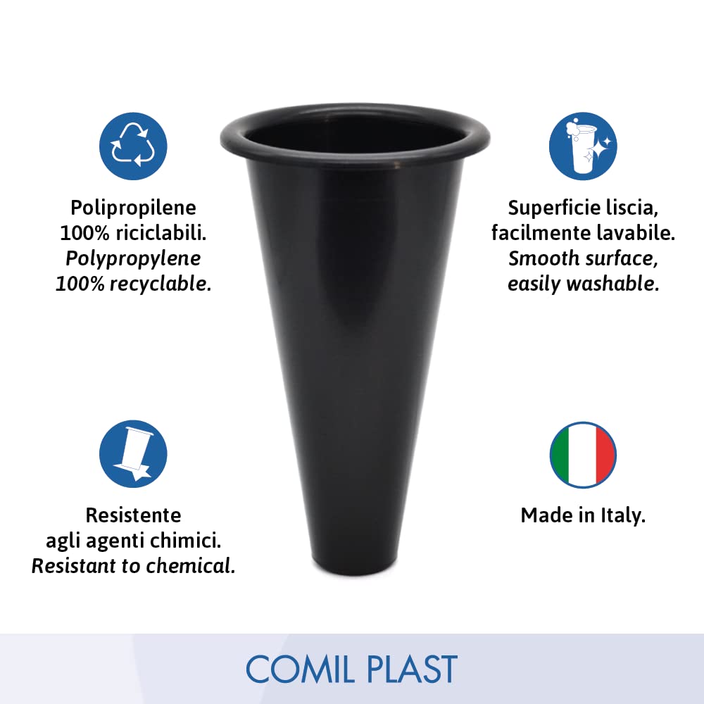 Comil Plast Portafiori Interno Per Cimitero: Bianco, Altezza 15cm, Diametro 6,5cm, Con Ghiera Inclusa - Made In Italy - 3