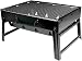 HOMMIA Tragbarer Grill aus Kohle, Stahl, Schwarz, 35 x 27 x 20 cm, mit klappbaren Beinen, für Camping, Strand und Garten