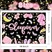Mocsicka Sleepover Backdrop Sleepover Pajamas Pillow Fight Pink Black Girl Party Decorations Makeup Slumber Party Banner Cake Table Decorations Photo Booth Props (5x3ft)