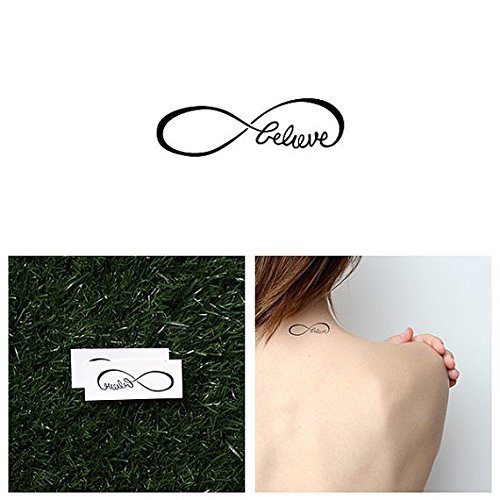 Tattify Believe Inifnity Temporary Tattoo - Not Butter (Set of 2) - Other Styles Available - Fashionable Temporary Tattoos