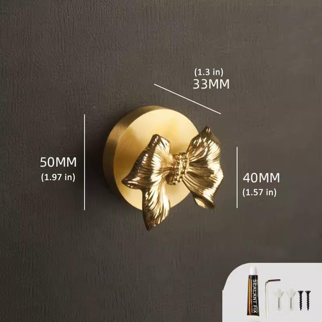Wall Mounted Curtain Hooks,Brass Curtain Hooks,Brass Wall Mounted Cloak Hooks for 3, Decorative Hooks for Coat Towel Robe Clothes Hats
