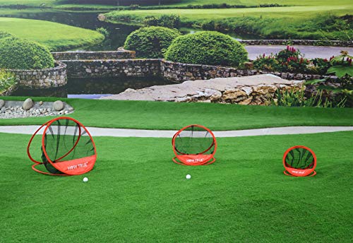 3 Piece Golf Chipping Practice Net And Mat, Portable Collapsible Target Training System With Carrying Case, Orange #TOP2