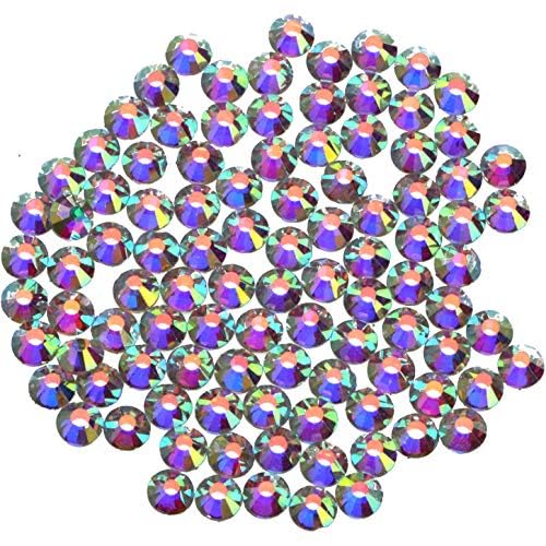 Image of 400 Pieces Hot Fix Glass Flatback Rhinestones HotFix Round Crystal Gems (Crystal AB, SS30)