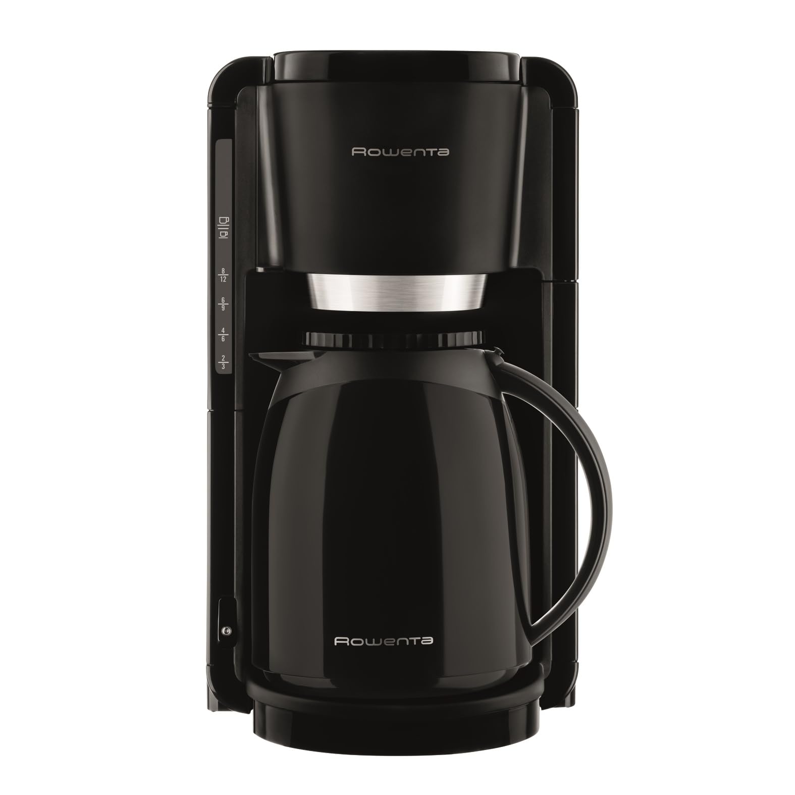 Rowenta Adagio Milano Filterkaffeemaschine mit Thermoskanne, Fassungsvermögen 1 Liter, 8-12 Tassen, automatische Abschaltung, herausnehmbahrer Filtereinsatz, Wasserstandanzeige, schwarz, CT3808