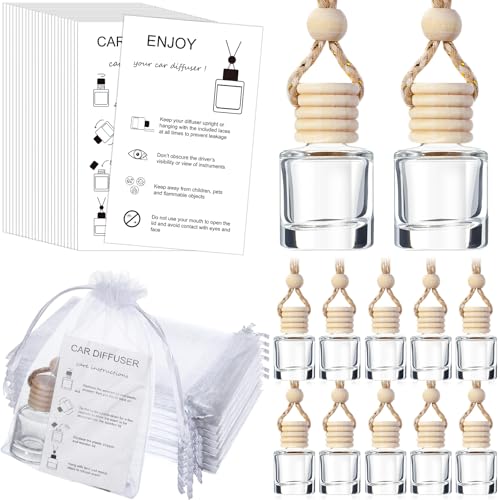 Image of Boao 15 Sets Car Air Freshener Diffuser Bottles Hanging DIY, Cylindrical