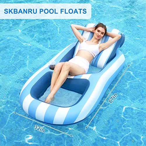 Skbanru Pool Floats Adult Size, Inflatable Pool Floats And Rafts Water Lounger With Headrest And Cup Holder, Large Pool Floaties Recliner For Swimming Pool, Beach And Lake Sunbathing #TOP7