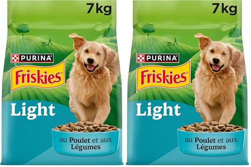 FRISKIES Croquettes Chien Light Adulte Poulet Légumes Croquettes allégées au Poulet pour Chien en surpoids 7KG (Lot de 2)