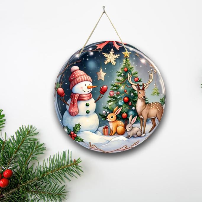 Craftam Snowman Printed Wall Door Hanging for Home Decoration | Merry Christmas Wall Décor | Festive Holiday Hanging Ornament for Home, Office & Door Decoration