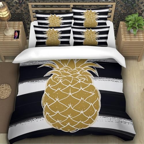 Housse de couette 3D mosaïque dorée 200x200cm géométrique