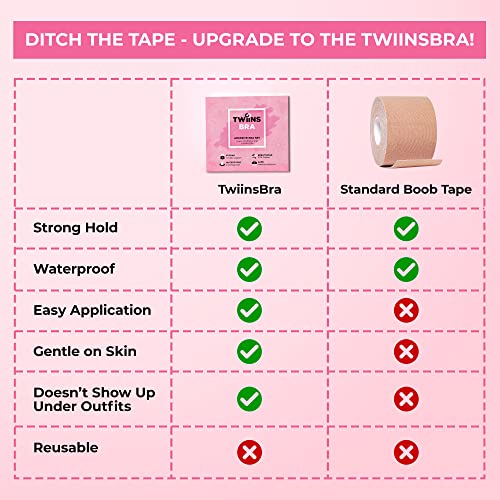 Twiinsbra Breast Lift Tape - 3 Pairs W/Nipple Covers - Boob Tape - Boobtape (Chocolate, A-B) #TOP7