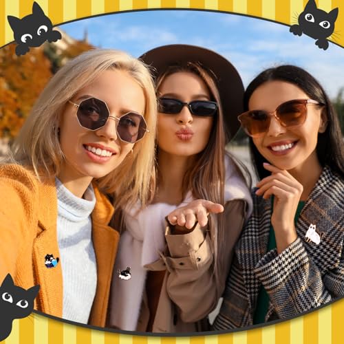 Image of Giegxin 40 Pcs Cat Enamel Pins for Backpacks Cute Black Cat Brooches Gothic Lapel Pins for Clothes Bags Accessories Classroom