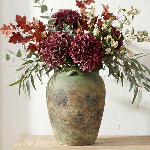 Rustic Ceramic Vase for Home Decor, Vintage Boho Farmhouse Decorative Vase...