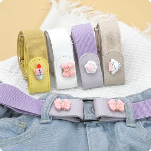 4 Packs Kids Boys Girls Adjustable Buckle Elastic Belt -Stretch Belt for Boys and Girls with Leather Loop Belt3