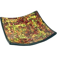 Guru-Shop Coupe Carrée En Mosaïque, Sous-verre, Bol Décoratif, Coupe à Fruits En Céramique Et Verre Faite Main - Dessin 13, Jaune, Taille : Grand (30x30 Cm), Des Bols