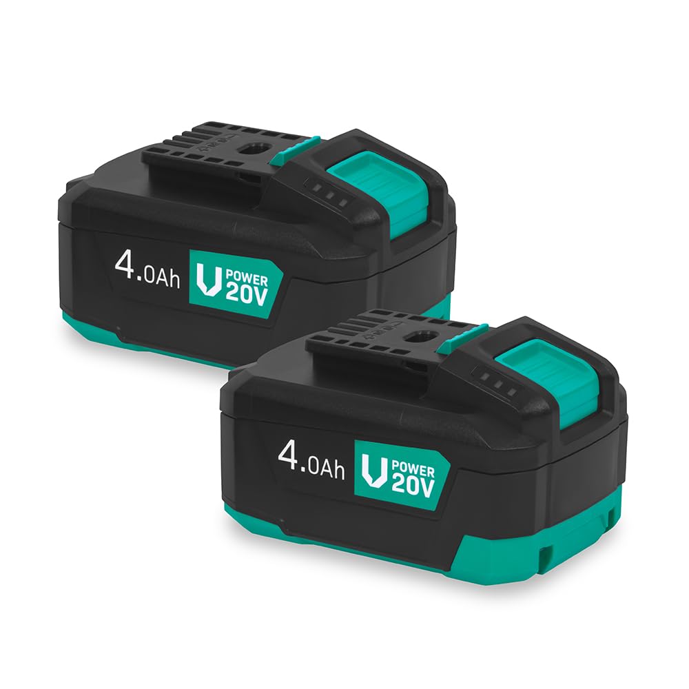 VONROC Duopack Baterías 20 V - 2 × 4.0 Ah VPower - Con puerto USB-C bidireccional - Función Powerbank - Compatible con Power Delivery (PD) - Protección ECP - Baterías de Li-ION para herramientas de 20