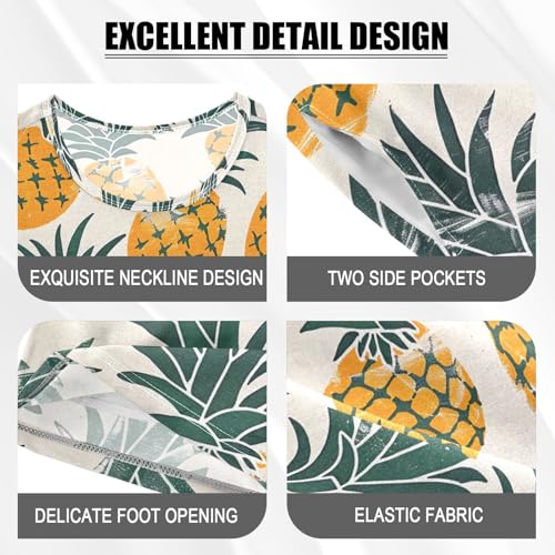 ALAZA Pineapple Fruit Retro Pajamas Short Sleeve 2 Piece Sleepwear Top and Bottom Pajama Set Unisex4