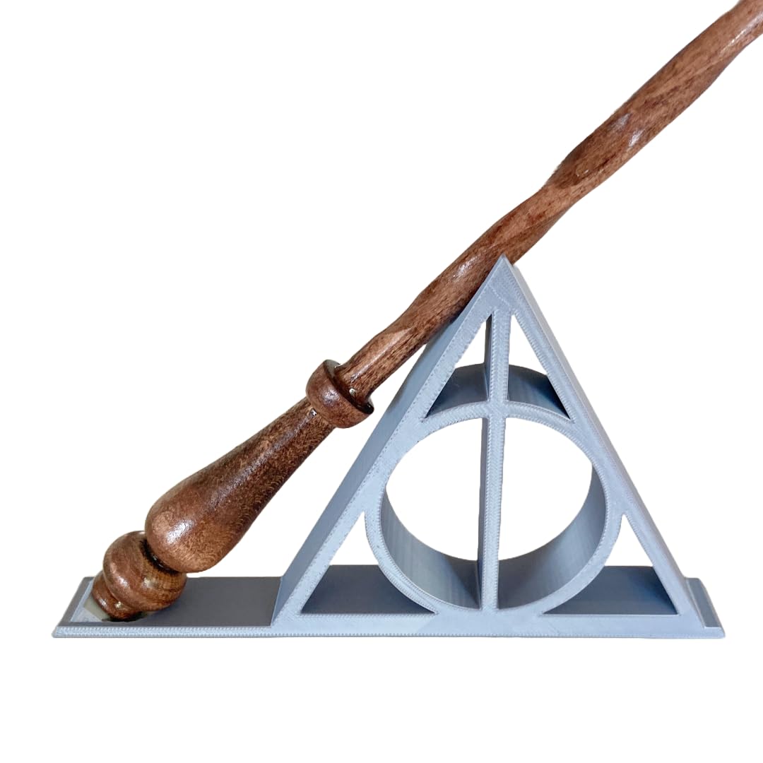 MO'FUN Wooden Magic Wand Display Stand - Silver Shelf for Collectible Wands