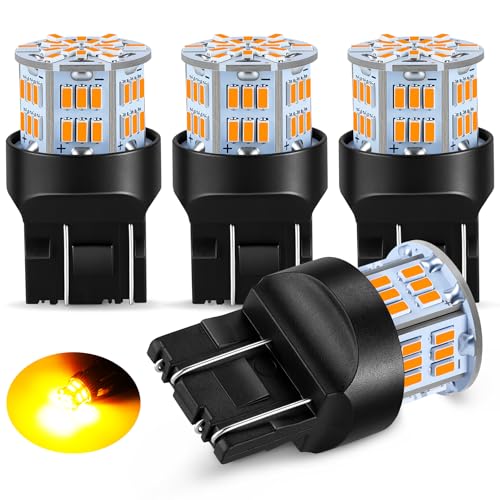 iFunyLED 4PCS 7443 LED Bulb Turn Signal Light 12V-24V Super Bright 7440 T20 LED Replacement Light Kit Set for Car Tail Brake Turn Signal Blinker Lights - Amber Yellow