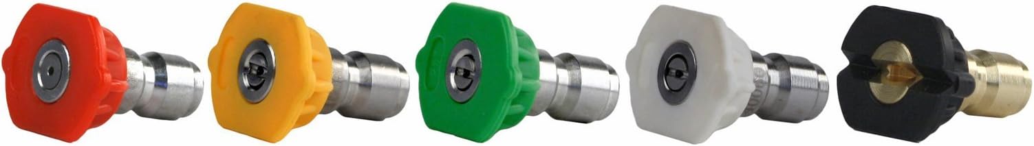 Erie Tools 5 Piece 4000 PSI 1/4in. Quick Connect Kit 3.5 Stainless Steel Orifice High Pressure Washer Spray Nozzle Tip