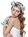 C☯H Mujer Niña corona de flores corona flores diadema con banda de muñeca conjunto para boda (Azul)
