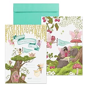 M & G Mustard & Gray Fairy Kinderverjaardagsfeest uitnodigingen (x12 uitnodigingen en enveloppen)