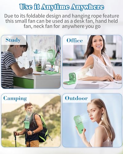 Mini Fan Handheld Foldable Fan,USB Personal Fans Portable Rechargeable Battery Fan 3 Speeds,Small Handheld Fan Cute Face Cooling Fan Quiet Fan Cordless Fan Portable Fan for Travel Camping Park
