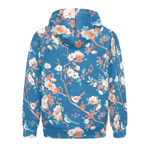 Watercolor Floral Vintage Pattern Flowers Birds Kids Boys Girls Sweatshirts Long Sleeve Cool Hoodie Clothes with2