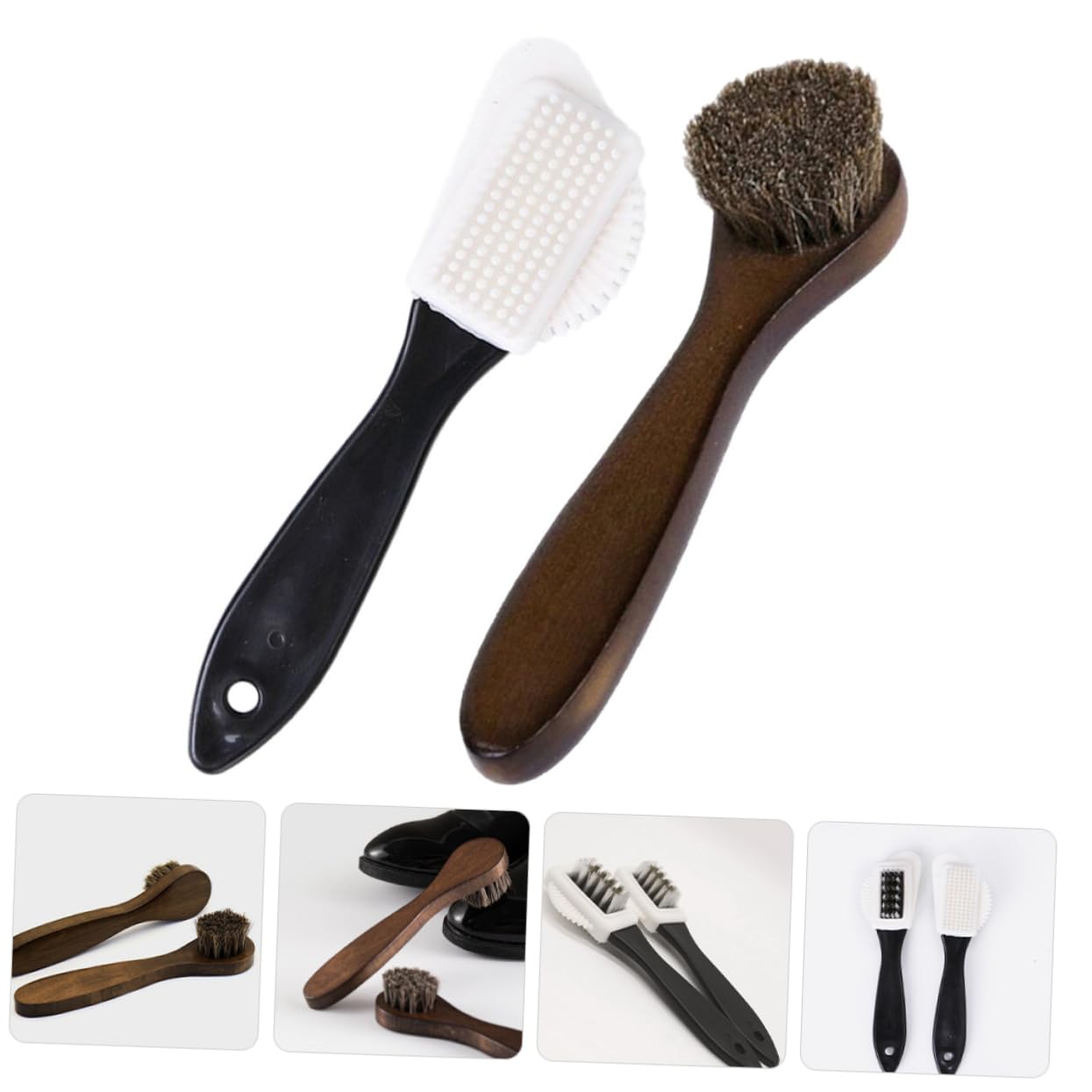 Beavorty 5 Sätze Stiefelpoliturschrubber Stiefelreiniger Schuhputzbürste Schuhbürstenreiniger Schrubben Wildleder Weiß Stiefelpolitur-kit Schuhe Pinsel Holz 2 Stücke * 5