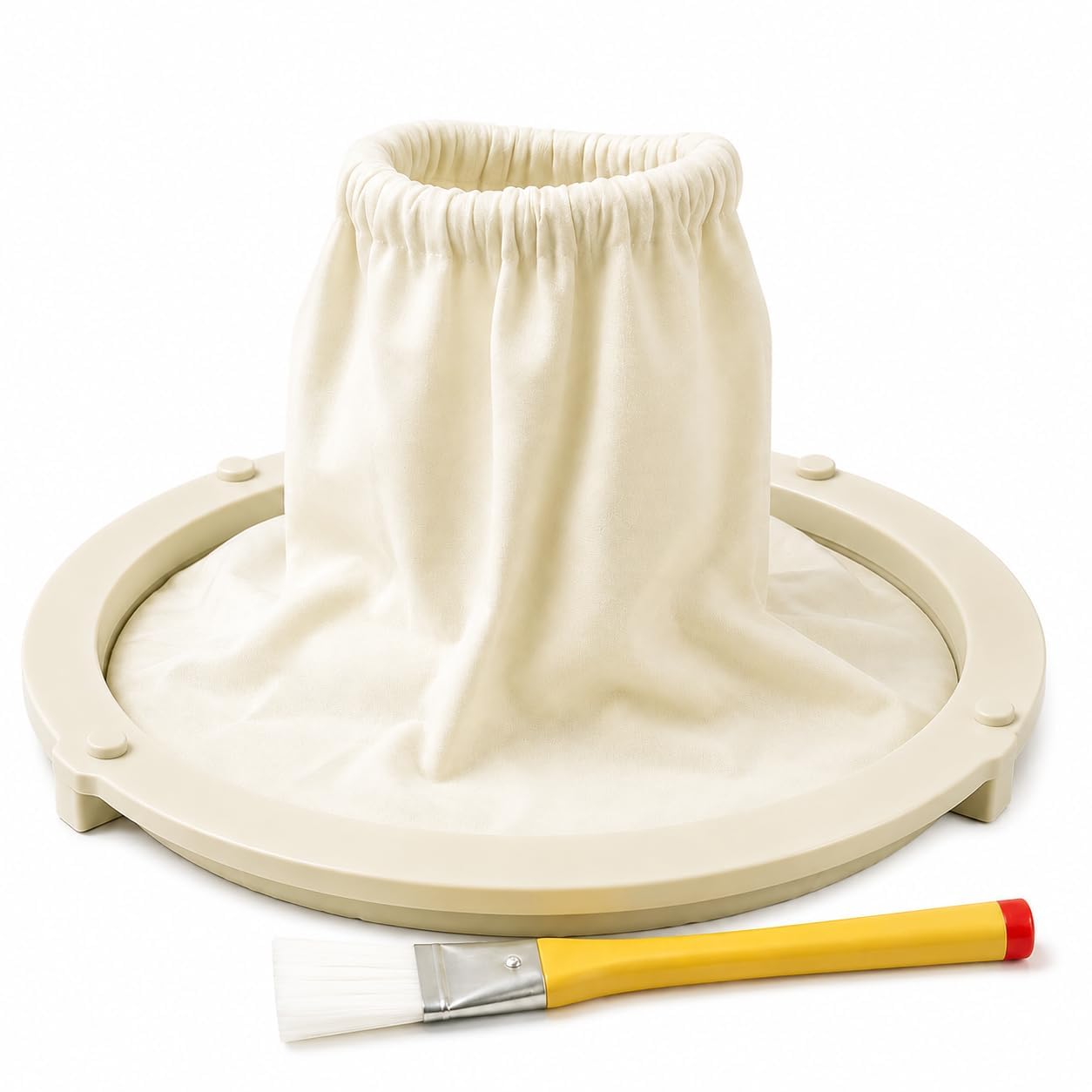 Flour Mill Accessories Combo | 11 Inch Plastic Ring with Nylon Jali & Cleaning Brush | Atta Chakki Spare Parts for Domestic Use | Easy Fit, Durable & Reusable
