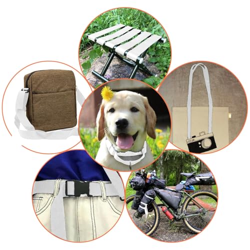 Mbsomnus 15M Gurtband Polypropylen Gurtband 25 mm Weiß Baumwolle Taschengurt Gurtbänder Wasserresistent Nylonband für Schneiden Nähen DIY Rucksack Gepäckgurten Handtaschen Hundeleinen