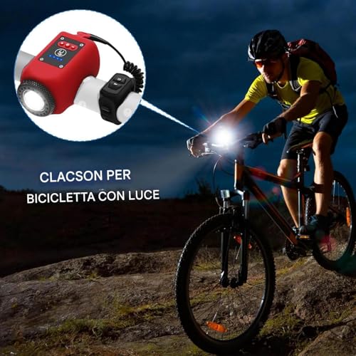 Klaxon de vélo électrique avec éclairage LED rechargeable USB étanche - 3