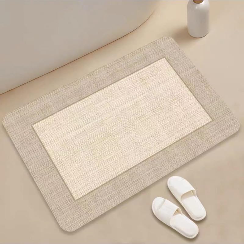 Tapis de douche super absorbant et mat de bain kaki 50x80 cm anti-moule