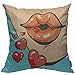 Housse de coussin Pop Art - Motif lèvres - Pour la maison, la chambre à coucher, le salon - 45,7 x 45,7 cm