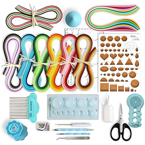 JUYA Paper Quilling Kit with 960 Strips and 14 Tools (Blue Tools, Paper Width 3mm) Cover