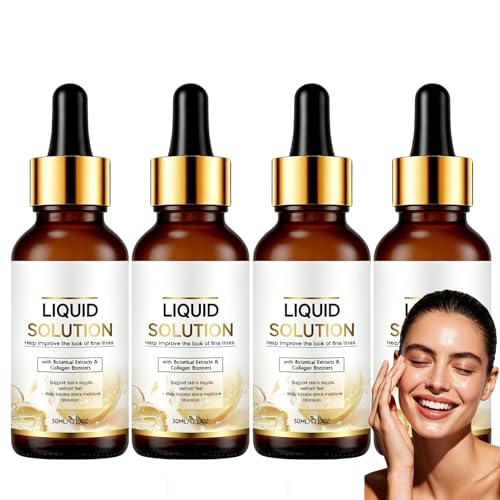 Sérum facial antienvejecimiento, reduce las líneas finas y las arrugas, hidrata, tonifica y refuerza las esencias faciales hidratantes para la piel joven, reafirmante de la piel. (4 unidades)