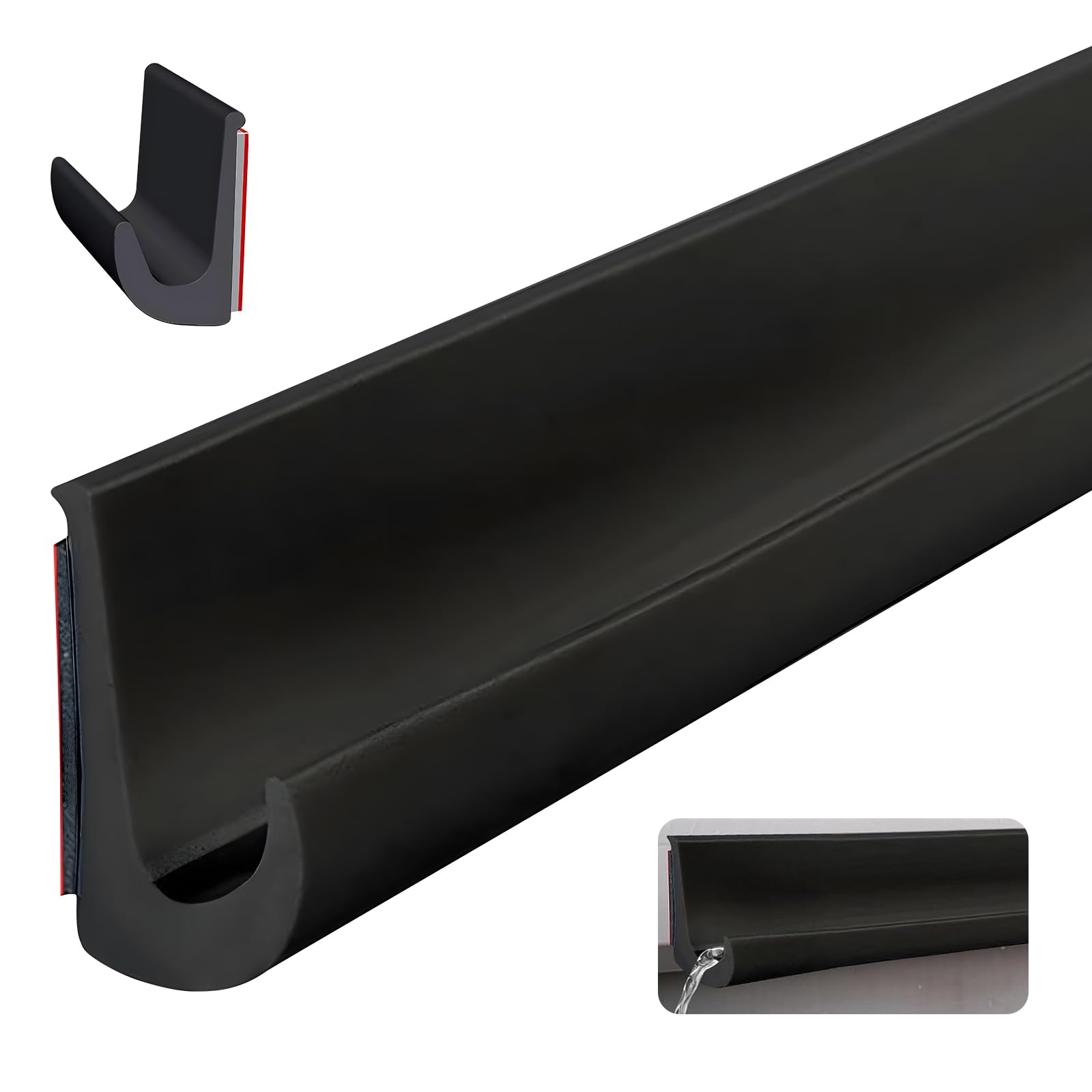 RV Rain Gutter, Rain Gutter Self Adhesive, J Shape RV Rainwater Gutter, TPE Gutter for Truck, RV, Boat, Car, and Vehicle Roof (Black-10M)