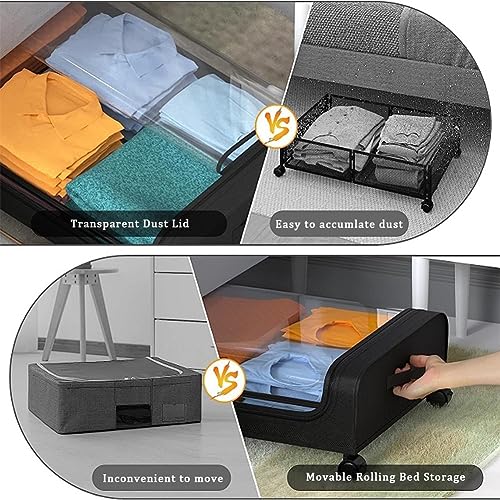 Contenitore per scarpe sotto il letto, con ruote, pieghevole, salvaspazio, 2 scatole premium per scarpe e accessori