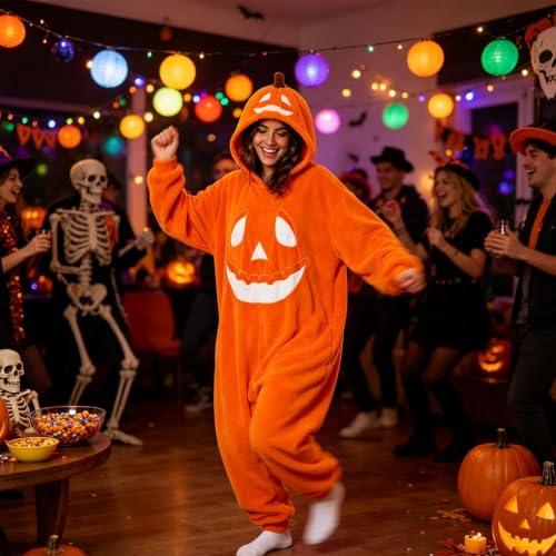 Pijama de calabaza para adultos ideal para fiestas y reuniones en casa 3