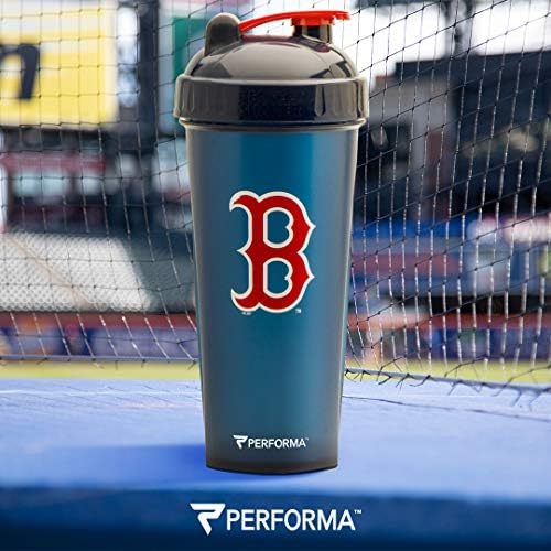 PerfectShaker Performa - MLB Collection, Best Leak Free Bottle with Actionrod Mixing Technology for Your Sports & Fitness Needs! Dishwasher and Shatter Proof (Red Sox)