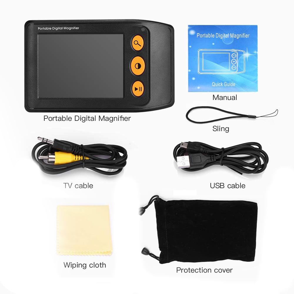 Przenośna cyfrowa lupa, 3,5-calowy ekran LCD, bezprzewodowy elektroniczny pomoc w czytaniu, zoom 2x–25x, wyjście AV/TV, do czytania przy słabym wzroku, oglądania i pisania white