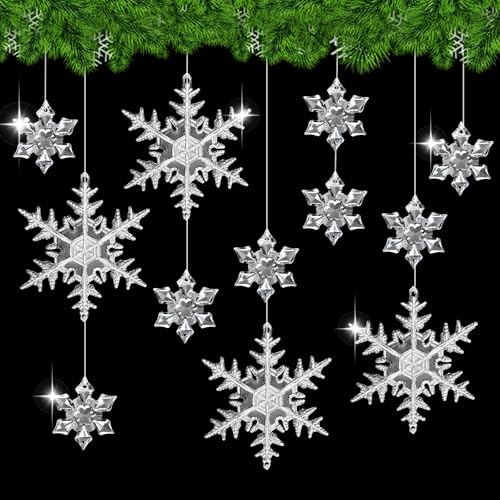 Flying Pottery 25 Stück Acryl Schneeflocken Christbaumschmuck,...