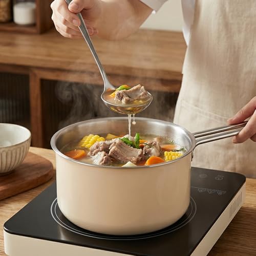 Ceramic Nonstick Cookware Set, 304 Stainless Steel Saucepan Steaming Pot Soup Pot Thickened Bottom with Glass Lids & Double Handle for Induction Cooker Gas Stove, Dishwasher and Oven Safe up to 500°F by MEKOTRIN - Image 7