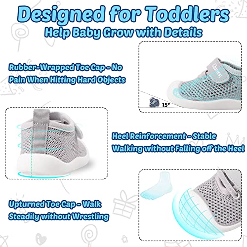 Baby First-Walking Shoes 1-4 Years Kid Shoes Trainers Toddler Infant Boys Girls Soft Sole Non Slip Cotton Canvas Mesh Breathable Lightweight TPR Material Slip-on Sneakers Outdoor4