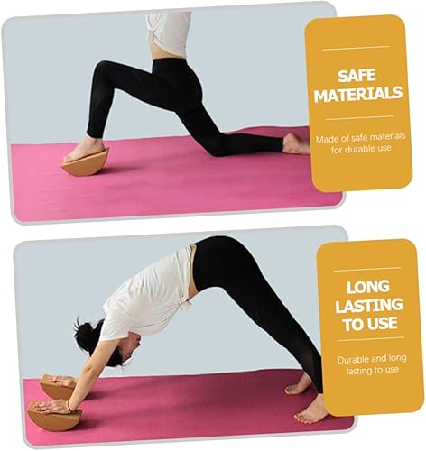 Miniatura 8 de VOSAREA Bloque de yoga de corcho de alta densidad antideslizante con forma de media luna para fuerza muscular central y equilibrio, herramienta de