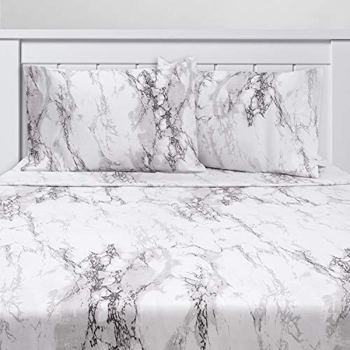 Image of 1500 Supreme Collection Extra Soft Marble Print 4-Piece Sheet Set- Luxury Bed Sheets Set with Deep Pocket Wrinkle Free Bedding, Full Size