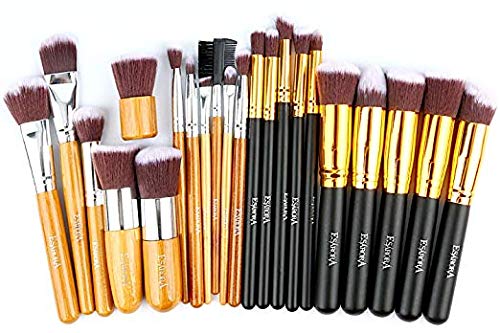 Makeup Brush, ESARORA Premium 22 Pcs Synthetic Foundation Powder Concealers Eye Shadows Silver Black Makeup Brush Sets image