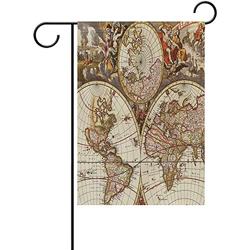 N/A Garden Flag Vintage Map Wallpapers - Cave Single Side Festival Holiday Decoration12 X 18 Inch
