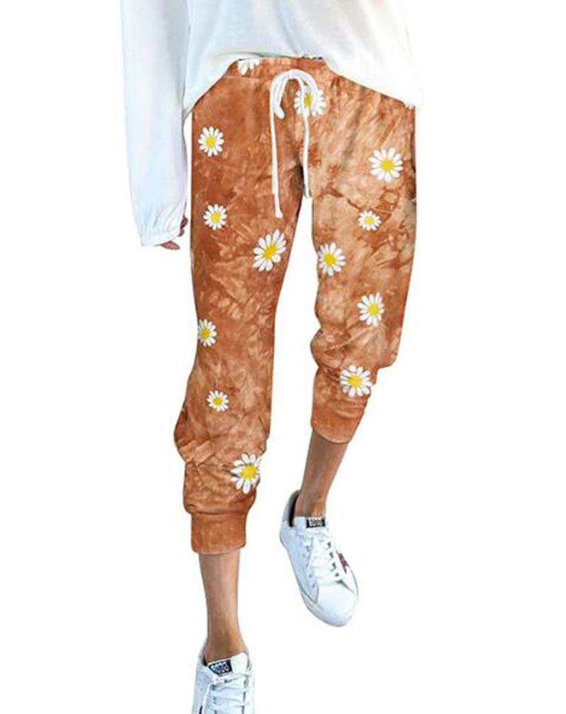 Huixin Spodnie dresowe damskie spodnie sportowe z nadrukiem tie-dye spodnie rekreacyjne sport trening spodnie dresowe z kieszenią na sznurek, Kolor-1, S